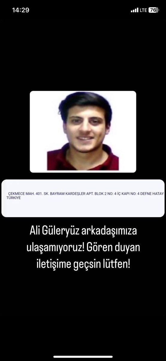 Ali’ye ulaşamıyoruz! #Hataydeprem @hatayahbap #hatayyardimbekliyor <a href="/akut/">a k</a>