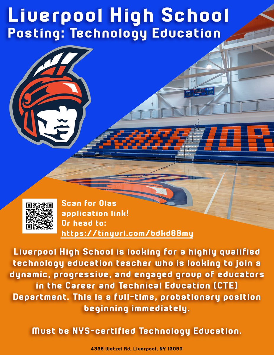 BrianaOBrienLHS's tweet photo. Know a Technology Educator looking to join the Liverpool High School CTE team? Send them our way! https://t.co/oHIrQTt3Ln