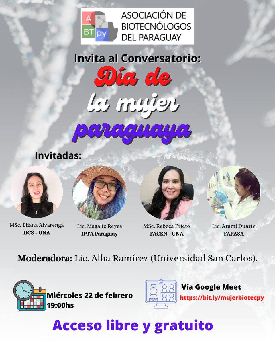BiotecPy's tweet photo. 🇵🇾 La labor de la mujer Paraguaya ha sido destacada a lo largo de nuestra historia como país, en la ciencia no es la excepción.

���� Para conmemorar este día les invitamos a participar del conversatorio "La mujer Paraguaya en la Biotecnología".

Link: https://t.co/ydKasdHmqu https://t.co/mfK1a9yy8k