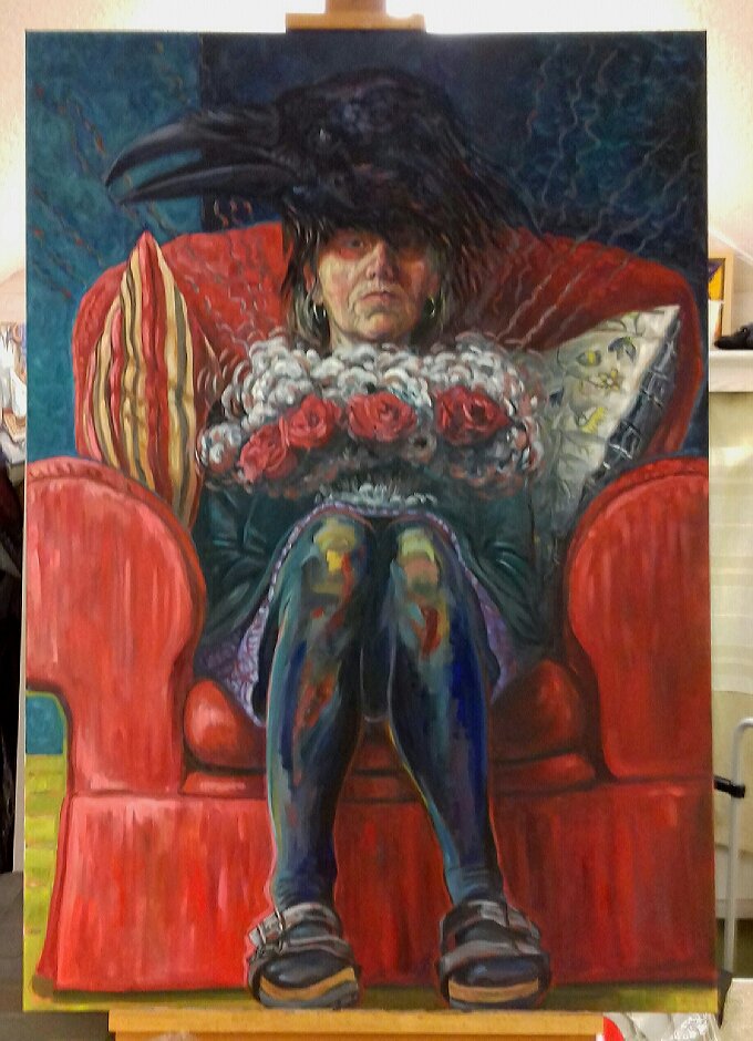 womensart1's tweet photo. 'Sitting in Comfort' from the Menopause series by contemporary UK artist Gabby Roberts-Dalton #WomensArt https://t.co/pvrE6ORe4Z