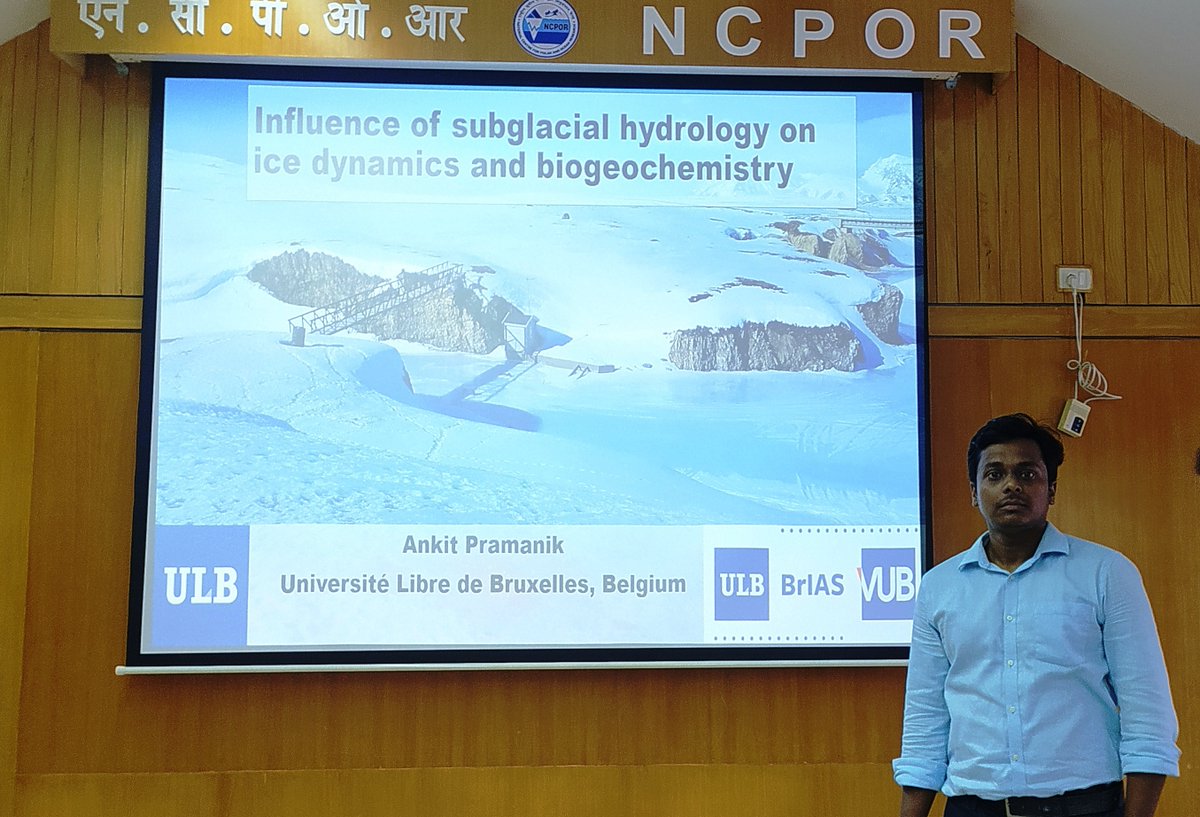ncaor_goa's tweet photo. Dr. Ankit Pramanik, Postdoctoral Researcher from Universitѐ Libre de Bruxelles, Brussels, visited NCPOR and gave a Seminar talk on the topic “Influence of subglacial hydrology on ice dynamics and biogeochemistry." 

@moesgoi https://t.co/VGBDkadrEQ