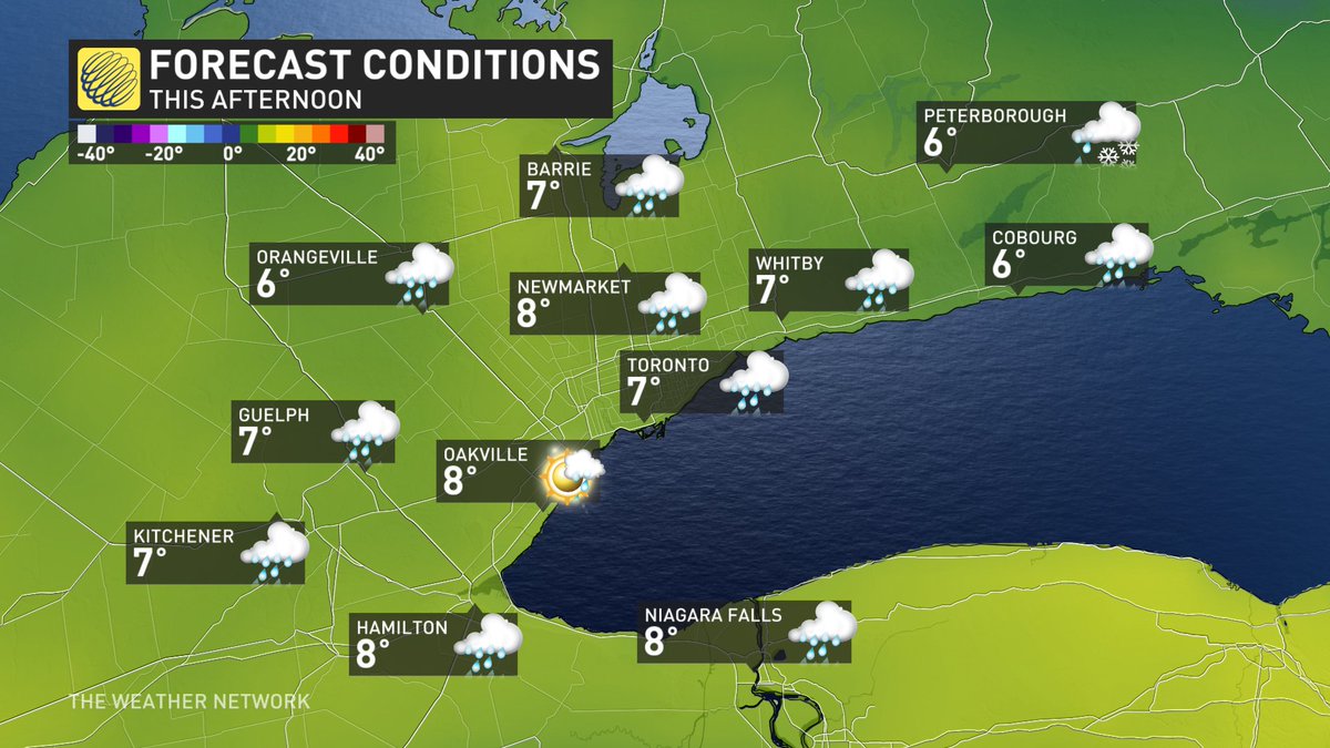 gtaweather1's tweet photo. Mostly cloudy &amp; peeks of sun today; Passing showers late AM &amp; early PM but mostly rain-free &amp; very mild; Cloudy early Wed. then sunny &amp; mild; Soaking rain Thursday (possibly starting as freezing rain west of the GTA); Mostly cloudy &amp; mild Friday; Early spring-like next week #onwx https://t.co/sIgBx63pDA
