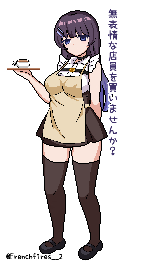 Frenchfries__2's tweet photo. 現在制作中R18ゲーム『無表情な店員を買いませんか？』のヒロインです！
 #ドット絵 https://t.co/JHLNR5vjqQ