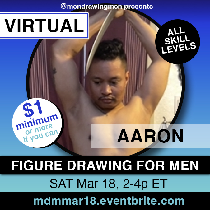 MenDrawingMen's tweet photo. Virtual artistic drawing session with AARON

https://t.co/Tc3UYXe7B2

https://t.co/ZofyHJgaab

SAT Mar 18, 2-4p ET (NYC)
Our Eventbrite has a time zone chart.

#malemodel #malenude #figuredrawing #lifedrawing https://t.co/skq5zLgZhl