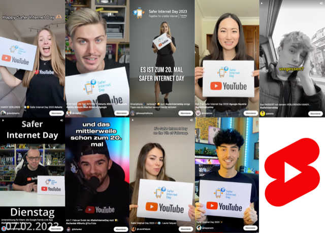 wwwof's tweet photo. Heute ist #SaferInternetDay und 9 der suprigsten #YouTube Creator haben dafür #youtubeshorts Videos mit Tipps zur Online-Sicherheit gemacht, u.a. @Maqaroon @RealLuigikid @AustrianBrick @Schenkei1 @LauraFalquez @MehlixOfficial #SID2023AT Mehr Infos hier: https://t.co/LTCipBBgyt https://t.co/s8yuEuy0Yn
