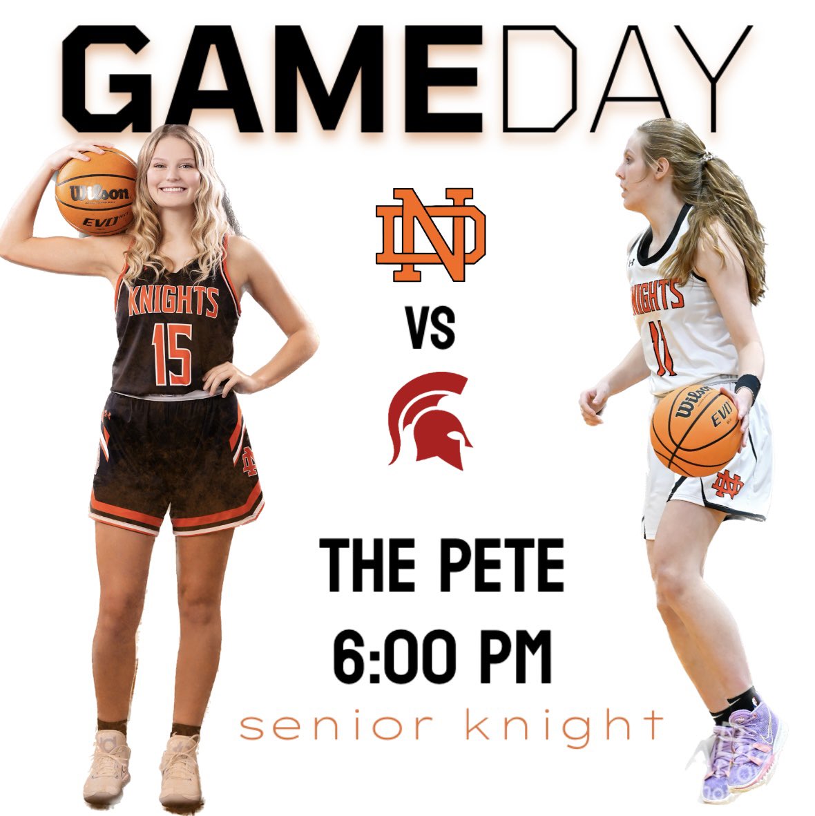 ITS GAMEDAYYYY…. The Lady Knights play Central Davidson tonight at 6:00 PM🏀🏀 Come support our seniors for Senior Knight!! #womensbasketball