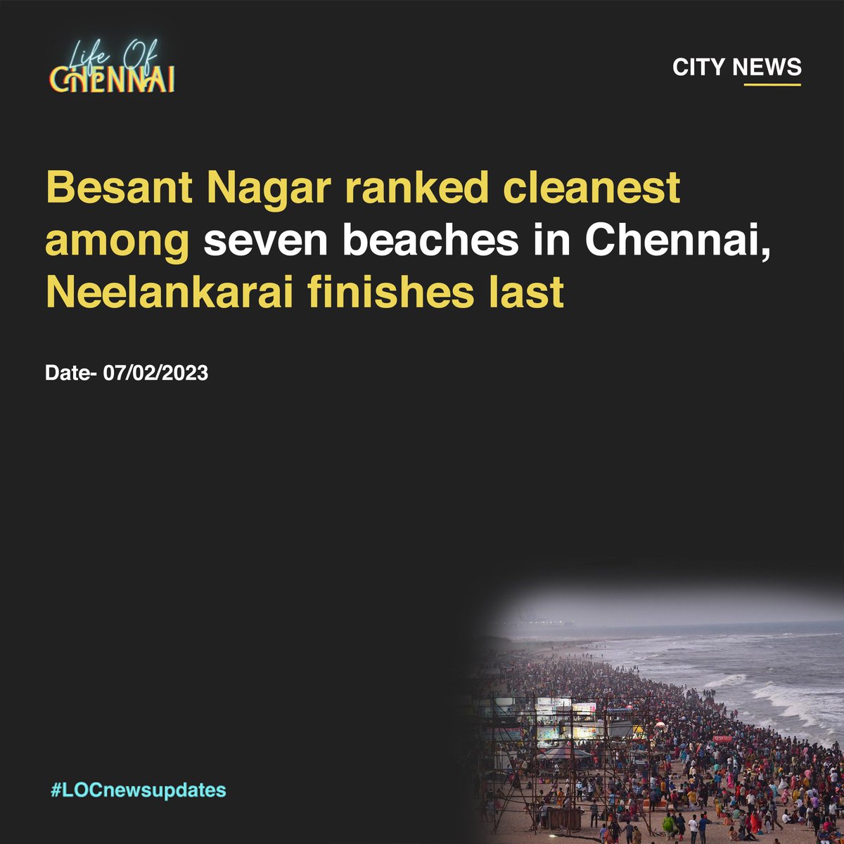 Lifeofchennaii's tweet photo. Besant Nagar ranked cleanest beach in Chennai

#besantnagar #beach #chennaibeach #chennaibeach #lifeofchennai #idhuchennaimacha https://t.co/R6fN7NfKIV