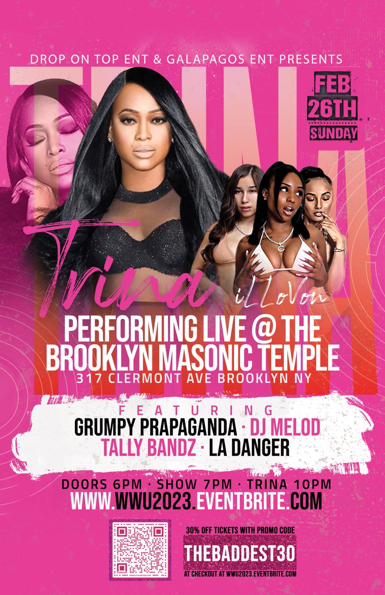 DropOnTopEnt_'s tweet photo. The BADDEST Trina is coming to Brooklyn February 26th 👑 With @Illovon alongside and more 🔥 WWU Fashion Show &amp; Concert ❗️Get your tickets at https://t.co/equ47YLyjE https://t.co/cjJHk6J6Dd
