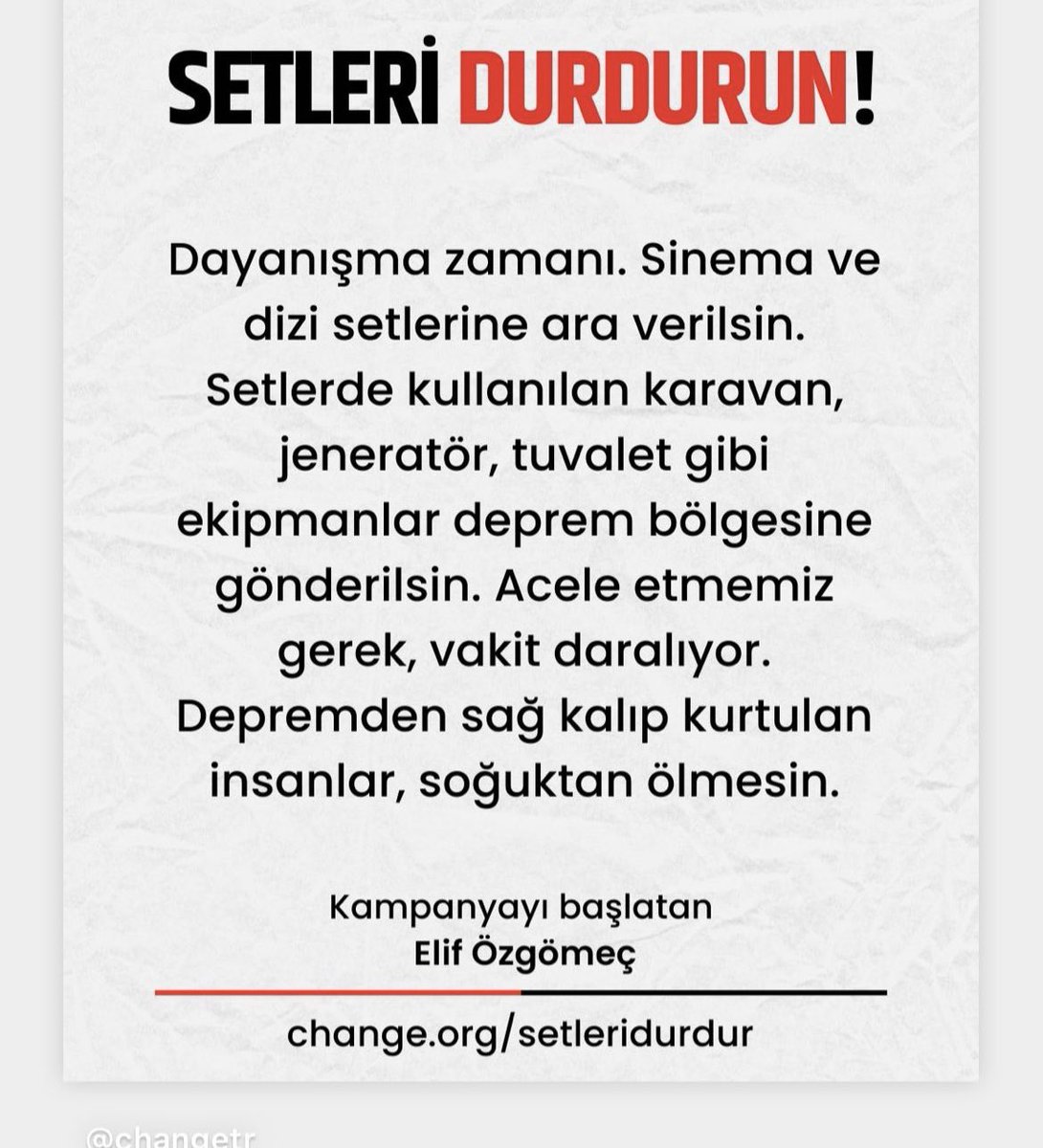 gizemakgul7's tweet photo. Çok sayıda karavan, jeneratör ve tuvalete ihtiyaç var. @ayyapim @pastelfilm @GoldYapim @medyapimresmi @OGMPictures @TIMSProd https://t.co/IRaCIFQC4f
