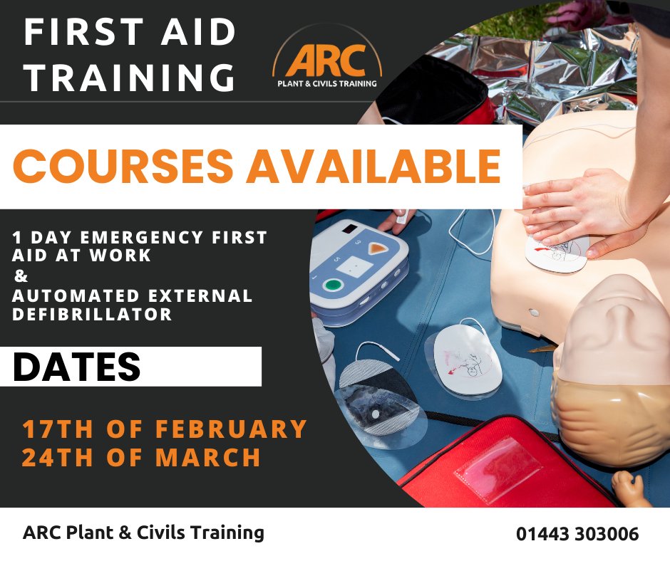 We are holding a 1-Day Emergency First Aid at Work Training session, including an Automated External Defibrillator (AED). 

The sessions will be held on the 17th of February and the 24th of March. Limited spots available. Call us on 01443 303006 to book.