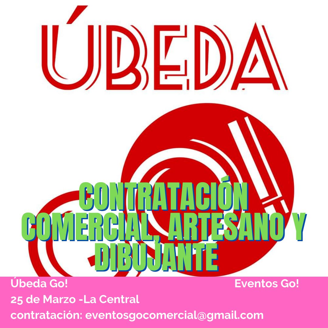 Ya se pueden contratar espacios comerciales, artesanales y de dibujantes en #ubedago en el email eventosgocomercial@gmail.com