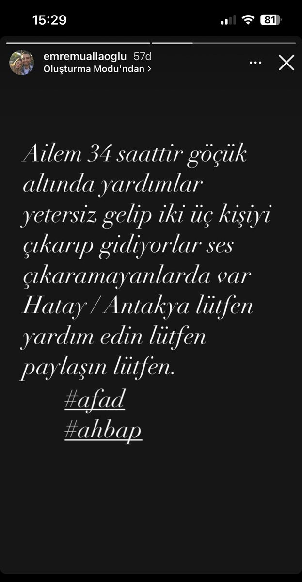 ddLraa's tweet photo. Artık birileri yardım etsin çok geç olmadan lütfen!!!
General Şükrü Kanatlı mah. Atatürk cad. Nazik apartmanı 
Antakya/Hatay 
Ezel Muallaoğlu
Kemal Muallaoğlu
Ecem Çokbilir Muallaoğlu 
@ekrem_imamoglu @OguzhanUgur @ahbap @baturolog @AFADBaskanlik @BabalaTv @Ahbap_Hatay https://t.co/MLnGkawd1a