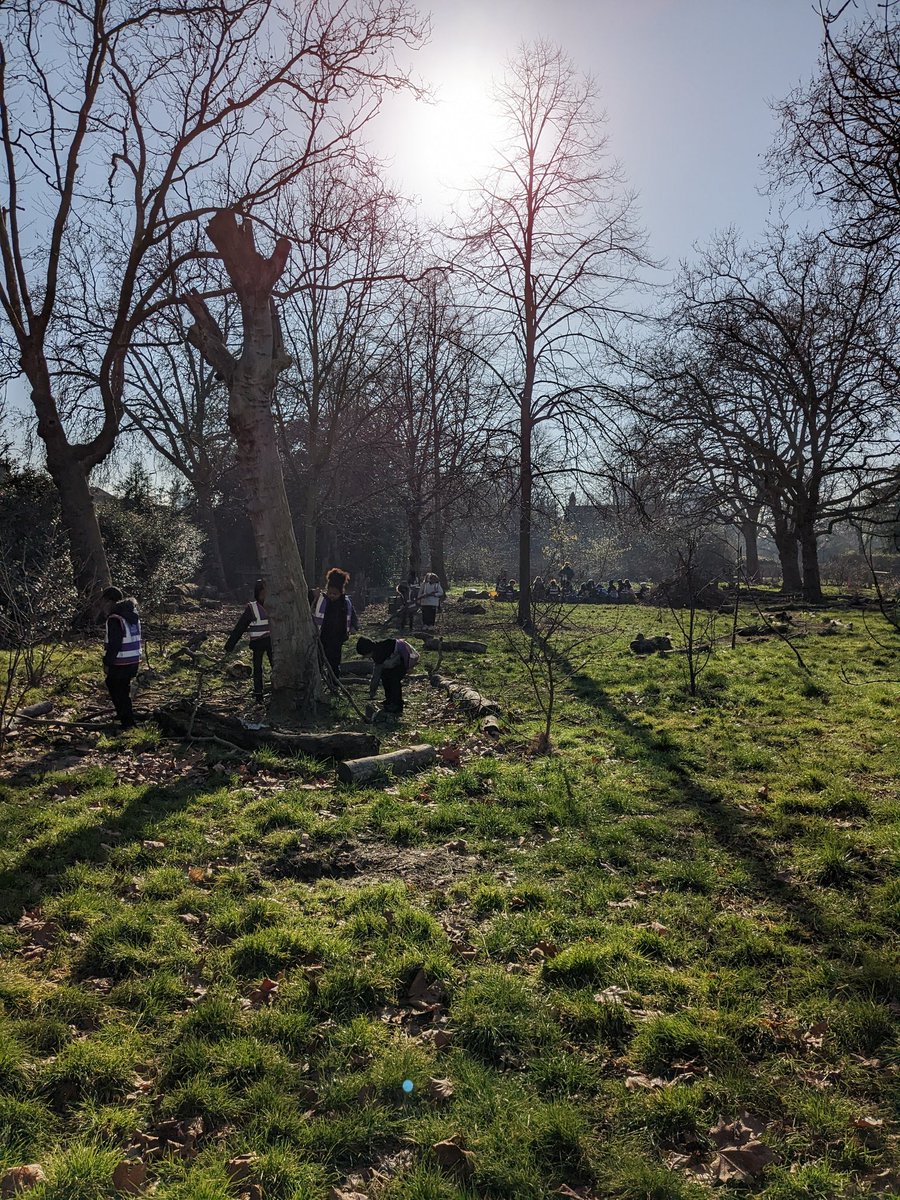 A beautiful day for building Stone Age shelters in West Ham Park. #stoneage #westhampark #year3
