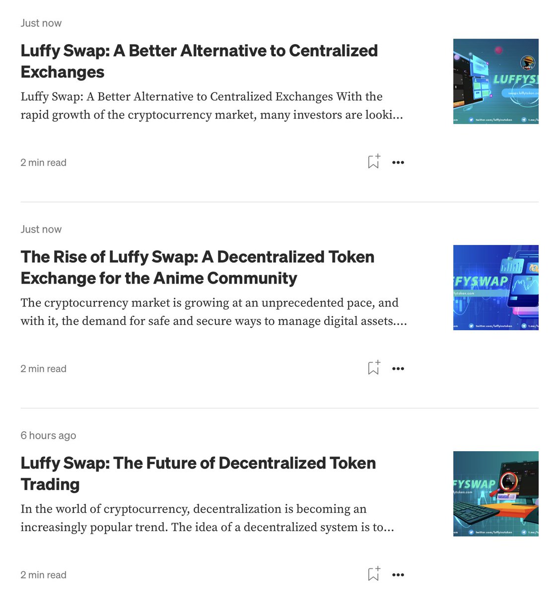 🫡 Don't miss out on the latest scoop about #LuffySwap, the decentralized token swapping platform! Read now 📖 #crypto #DeFi 

✨medium.com/@luffytokenoff…
👉Luffy Swap: swaps.luffytoken.com
👉Follow us: linktr.ee/luffytoken