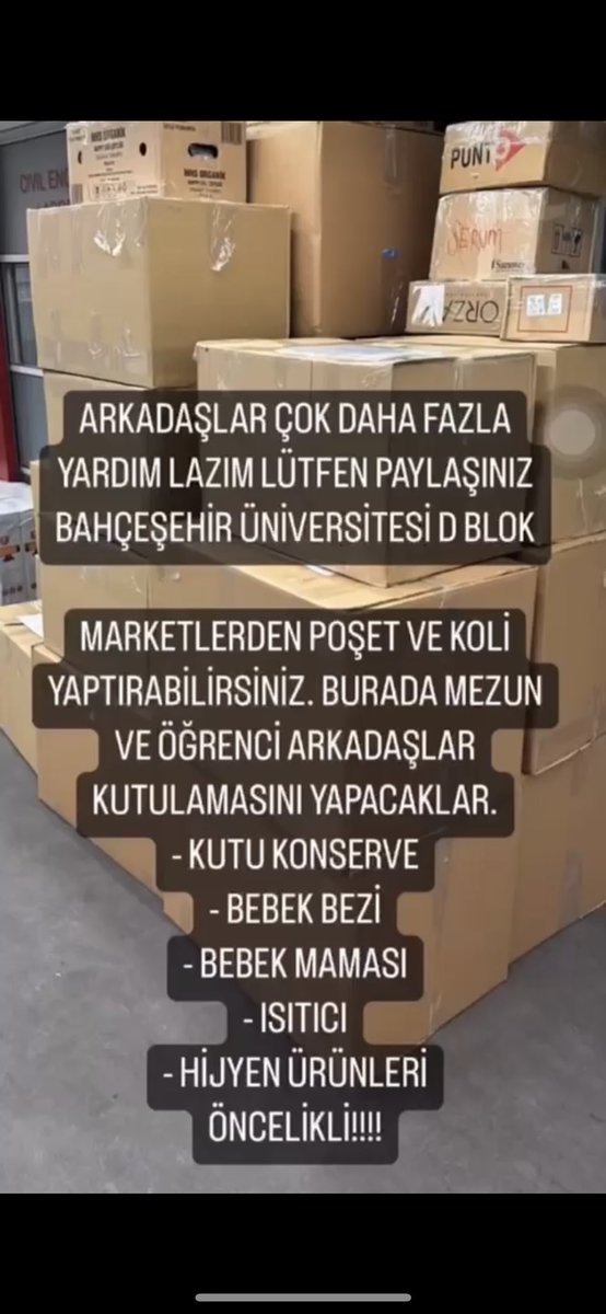 zeyyazman's tweet photo. @OguzhanUgur ÇOK DAHA FAZLA YARDIMA IHTIYA, VAR! Yardim toplama alanimizda Bahçesehir Üniversitesi Mezunlarimiz ve Ögrenciler sizden gelen yardimlar organize ediyorlar.
BAU BESIKTAS GÜNEY KAMPÜSÜ
D BLOK
#hatayyardimbekliyor #Turkey
#SONDAKIKA #seferberlik
#HelpTurkey #AHBAP #HalukLevent https://t.co/WLgf6HoTlr