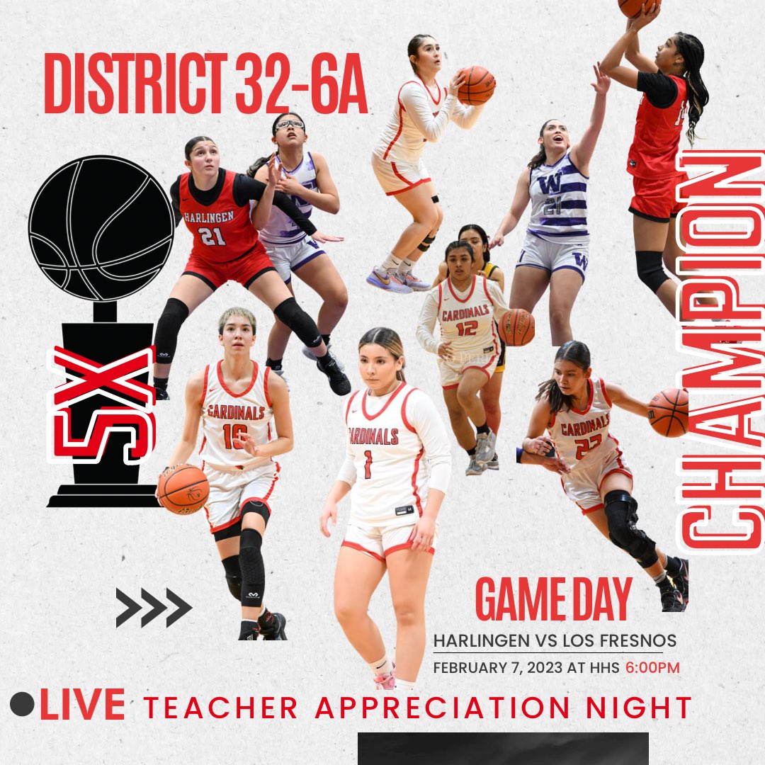 🚨GAME DAY🚨 
🏀 <a href="/HHS_GBBall/">Harlingen Lady Cards</a> vs Los Fresnos
📅 Tuesday, Feb. 7, 2023
📍<a href="/HarlingenHS/">HHS Cardinals</a>
⏰ 6:00 PM 
📣Fans come show your #CSND Spirit &amp; be LOUD &amp; PROUD! <a href="/Tabchoops/">𝙏𝘼𝘽𝘾🏀📋</a> <a href="/Riosportslive/">RSLN</a> @narro88 <a href="/RubenJuarezTV/">Ruben Juarez</a> <a href="/acord24/">AndЯew🏴‍☠️</a>  #Txhsgbball #TeacherAppreciationNight #TEAM