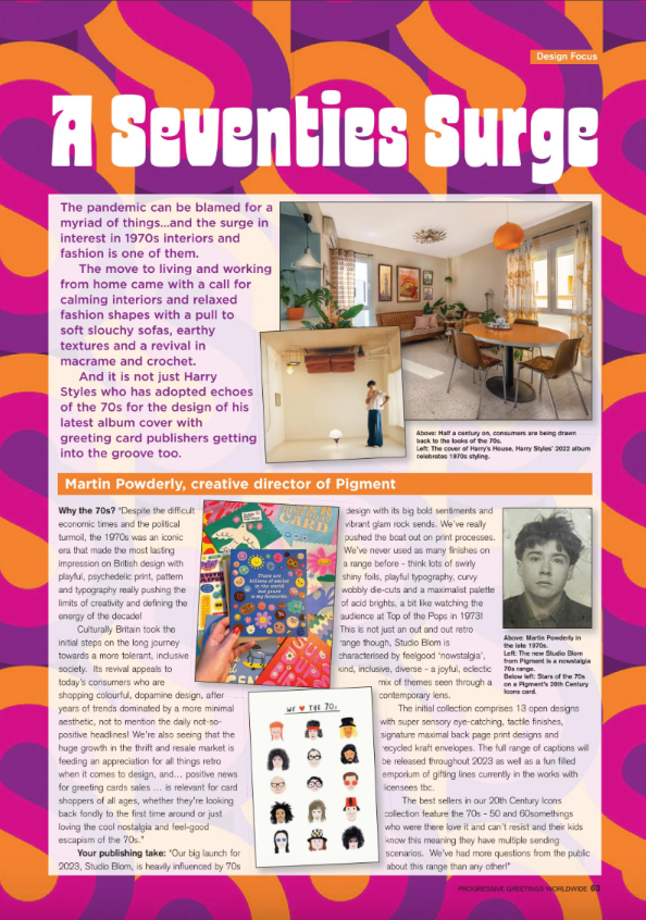 Prog_Greetings's tweet image. @Prog_Greetings #DesignFocus #70s #1970s #groovy #vintagestyle #retro #cool 
link to article and rest of @Prog_Greetings magazine:
issuu.com/maxpublishing/…
#greetingcards #justacard #greetingcardpublishers #greetingcardretailers