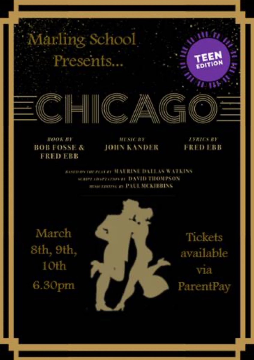 Tickets are officially on sale for our production of Chicago: Teen Edition!
We would love for you all to support our wonderful cast and orchestra 🥳 <a href="/marling_music/">Marling Music</a> <a href="/MarlingSchool/">Marling School</a> @Marling6th