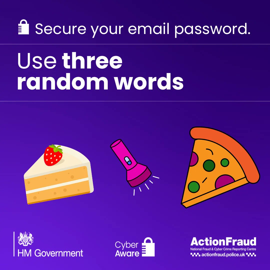✅ Always use 3 random words to create a strong password for your email that's different to all your other passwords, this prevents criminals accessing your personal information.

Learn more: 
buff.ly/3JCRd4w

#TurnOn2SV #SaferInternetDay