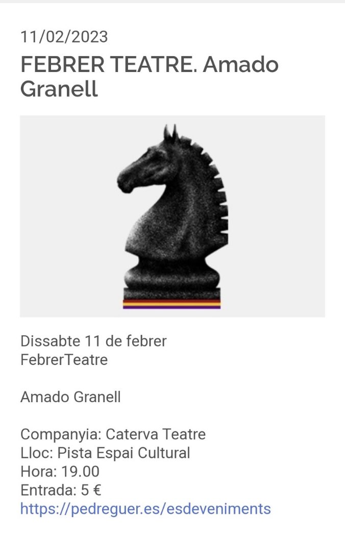 CatervaT's tweet photo. Este dissabte estarem a Pedreguer amb AMADO! Bona gent de cultura de la “contornà” Vos esperem! @AjuntPedreguer https://t.co/NOm1mrYLWS