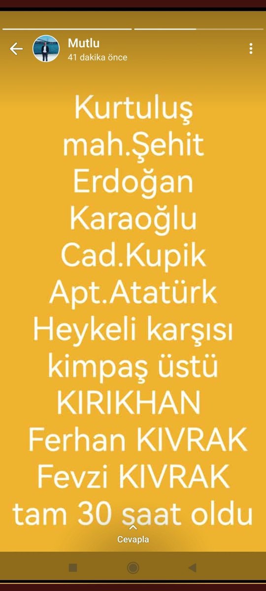 Hatay Kırıkhan 
Enkaz altında kalan vatandaşlarımız
<a href="/Ahbap/">Ahbap</a> 
@Ahbap_Hatay
 <a href="/AFADBaskanlik/">AFAD</a>
 <a href="/AntakyaBld/">Antakya Belediyesi 🇹🇷</a>
 <a href="/HatayValiligi/">T.C. Hatay Valiliği</a>