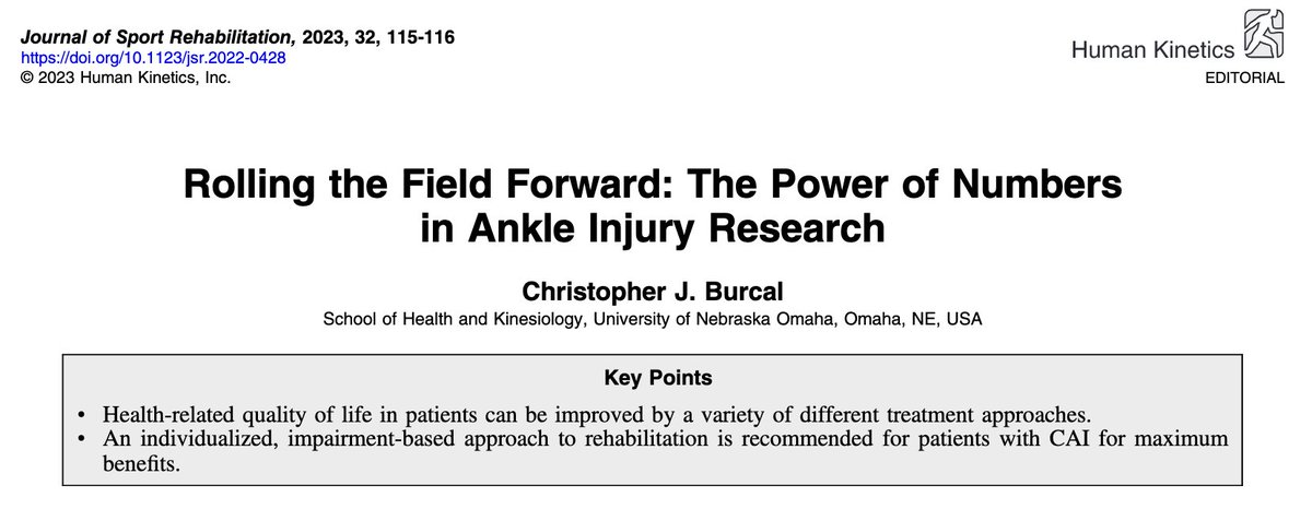 JSportRehab's tweet photo. The February issue with a special section on #ankle is out now! 

Guest editor @c_burcal describes the ankle content here: https://t.co/IlsOX0dpra

#chronicankleinstability #CAI #LAS https://t.co/96tnrN8MkZ