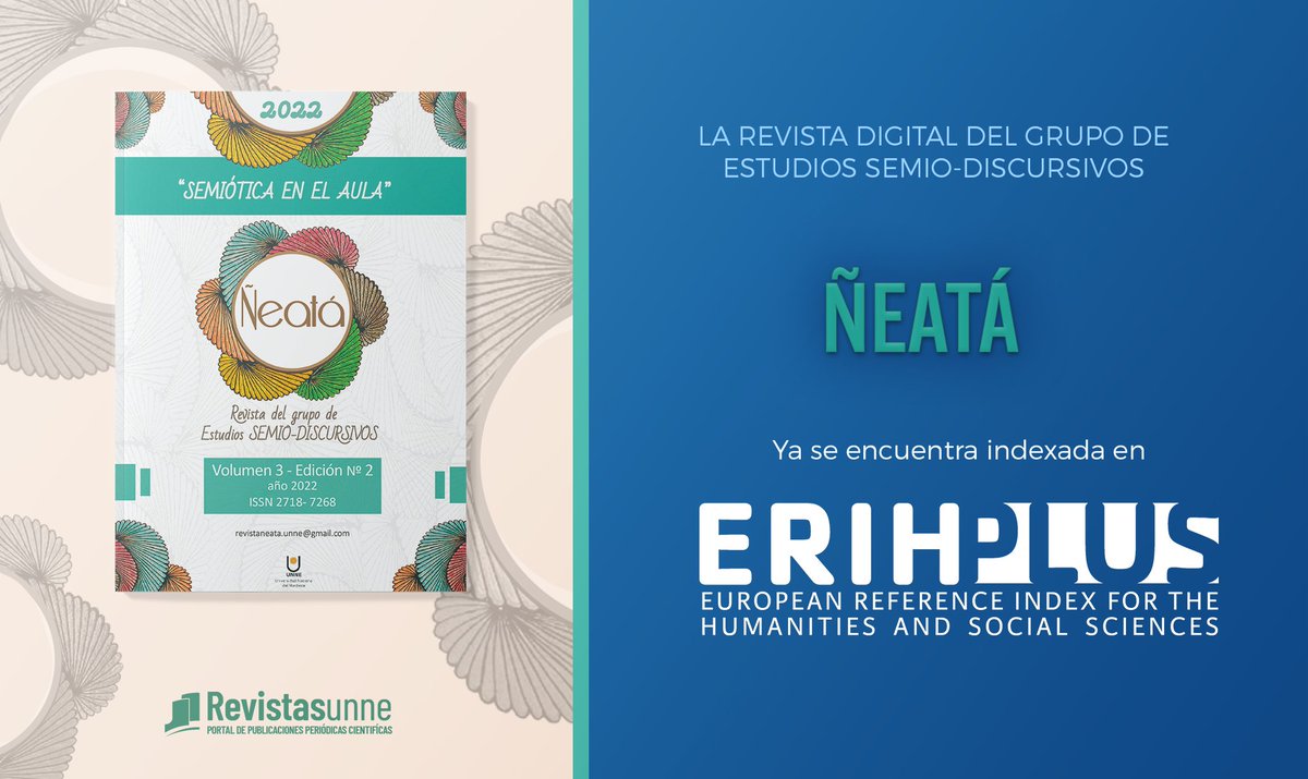 La Revista #Ñeatá ya se encuentra indexada en ERIH PLUS 💪
Índice europeo de revistas académicas de humanidades y ciencias sociales.
📍Link de la revista en ERIH PLUS kanalregister.hkdir.no/publiseringska…