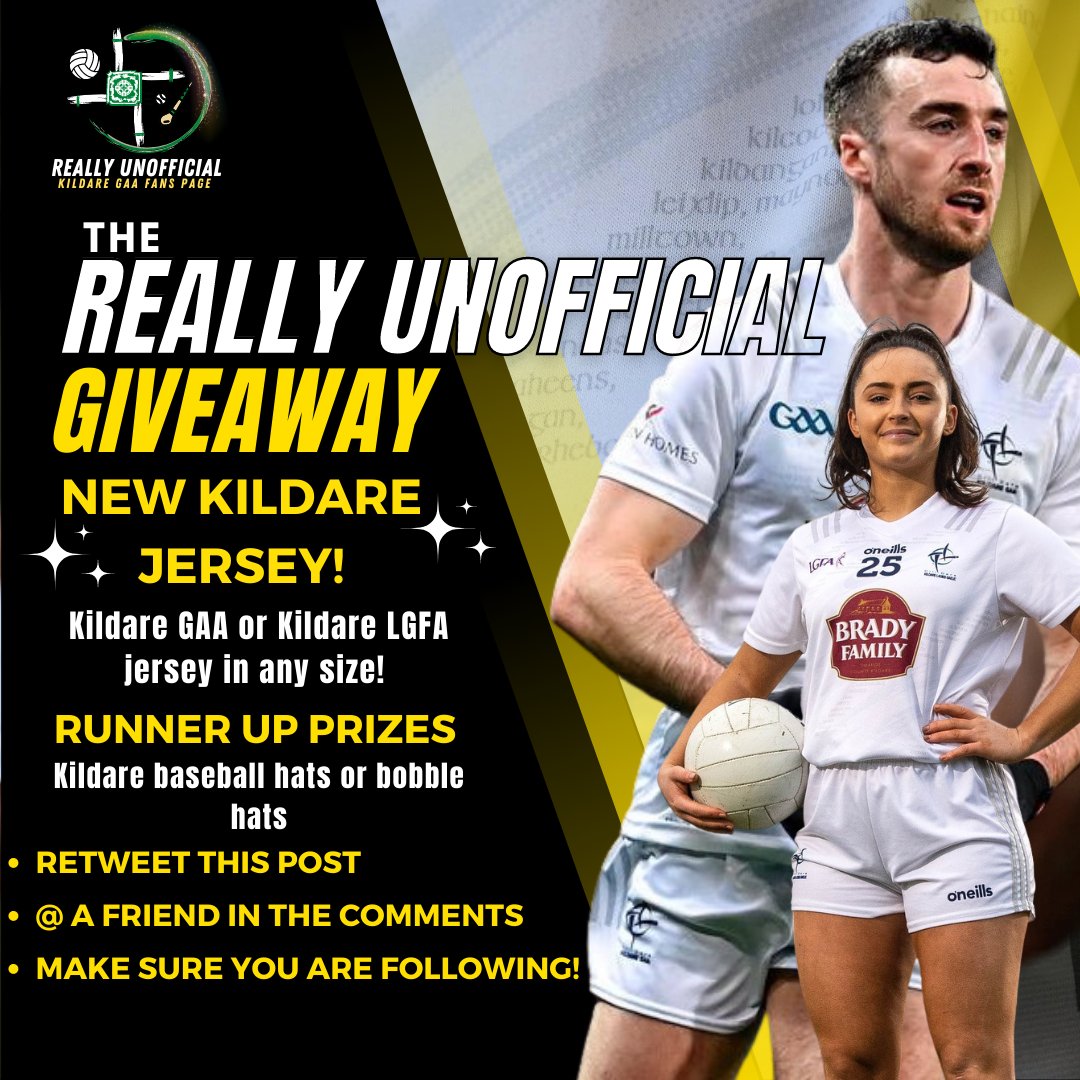 Really Unofficial (@kildarefan2025) on Twitter photo ๐๐ก๐ ๐๐๐๐ฅ๐ฅ๐ฒ ๐๐ง๐จ๐๐๐ข๐๐ข๐๐ฅ ๐๐ข๐ฏ๐๐๐ฐ๐๐ฒ!
The new Kildare jersey will be available on the 13th Feb and I'm giving one away as a thank you for getting to 5k followers! Jersey type and size is down to the winner and ill give a couple of runner-up prizes too! ๐๐ก๐ ๐๐๐๐ฅ๐ฅ๐ฒ ๐๐ง๐จ๐๐๐ข๐๐ข๐๐ฅ ๐๐ข๐ฏ๐๐๐ฐ๐๐ฒ!
The new Kildare jersey will be available on the 13th Feb and I'm giving one away as a thank you for getting to 5k followers! Jersey type and size is down to the winner and ill give a couple of runner-up prizes too!