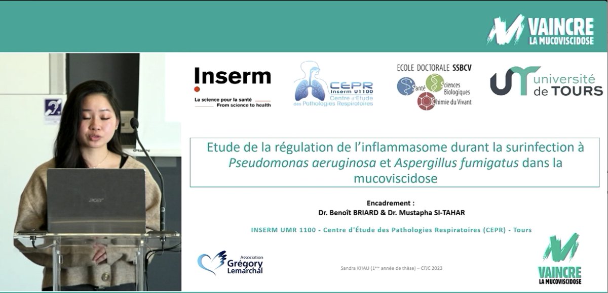 Genevieve_Hery's tweet photo. #CFJC2023 2ème session très riche et super intéressante sur les agents pathogènes autres que le "pyo" rencontrés dans la mucoviscidose (mycobactéries atypiques, Aspergillus, association de malfaiteurs entre champignons et bactéries) et les traitements alternatifs (phagothérapie). https://t.co/aStx5RFzKd