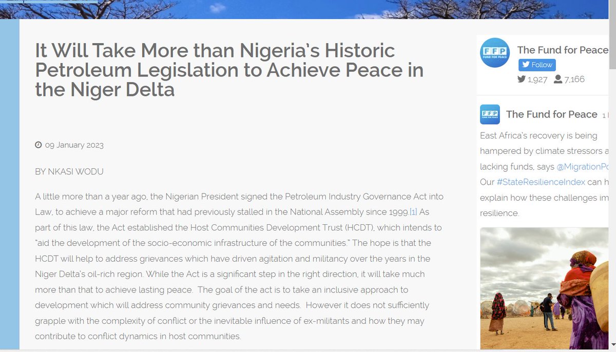 ConRes Global (@conresglobal) on Twitter photo Read this article by <a href="/McCormackGrad/">McCormack Graduate School</a> #GGHS PhD <a href="/WoduNkasi/">Nkasi Wódu</a>. He analyzes Nigeria's historic petroleum legislation & argues that the country's Petroleum Industry Act leaves gaps that endanger its aim to ensure peace in its troubled oil region. fundforpeace.org/2023/01/09/it-… <a href="/StacyDVanDeveer/">Stacy D VanDeveer</a> Read this article by <a href="/McCormackGrad/">McCormack Graduate School</a> #GGHS PhD <a href="/WoduNkasi/">Nkasi Wódu</a>. He analyzes Nigeria's historic petroleum legislation & argues that the country's Petroleum Industry Act leaves gaps that endanger its aim to ensure peace in its troubled oil region. fundforpeace.org/2023/01/09/it-… <a href="/StacyDVanDeveer/">Stacy D VanDeveer</a>