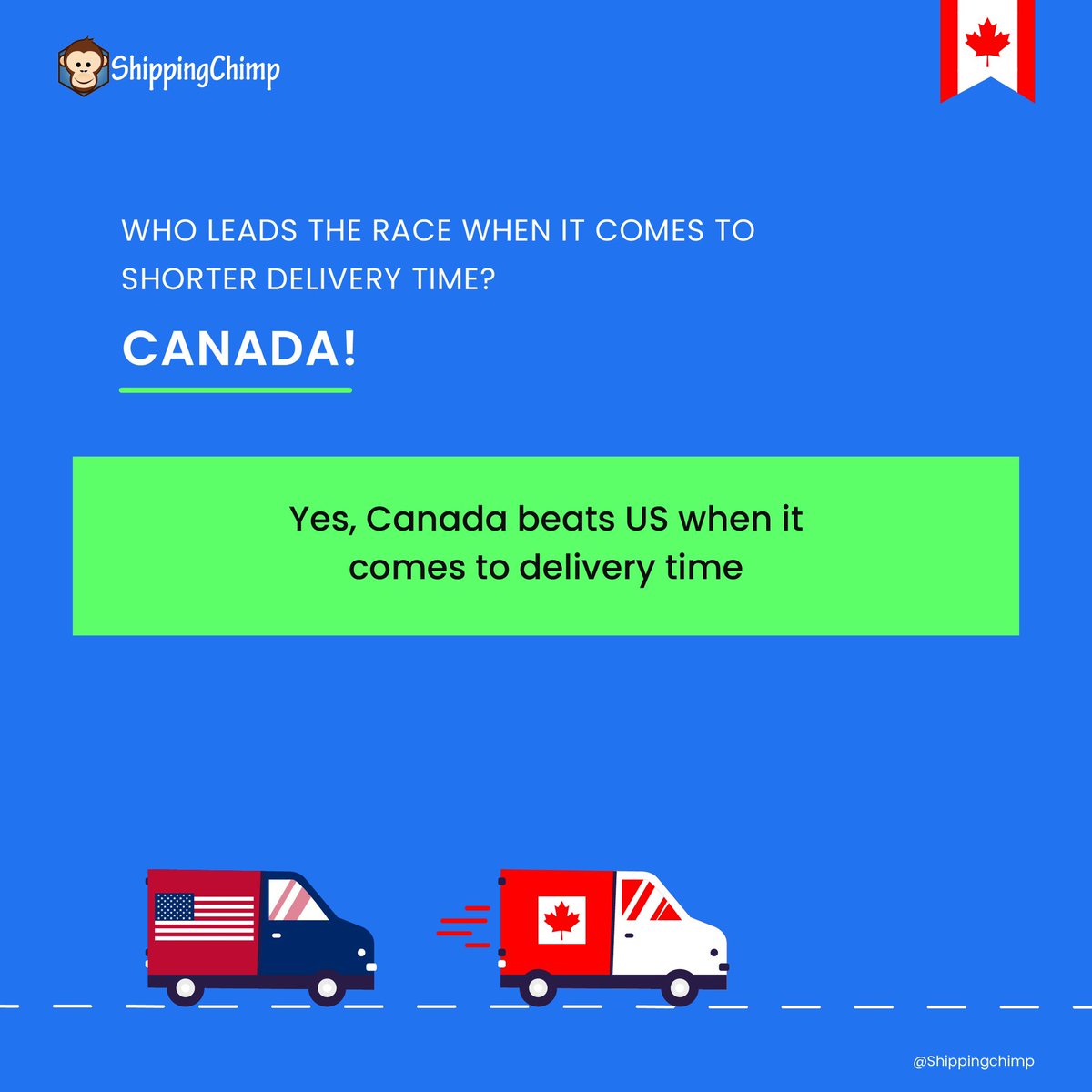 We care a lot about making your delivery times shorter and we know that everyone appreciates a short delivery time. So, which country provides the shortest delivery time? ⬇️

#ecommerce #logistics #shorterdeliverytime #quickdelivery #shippingchimp