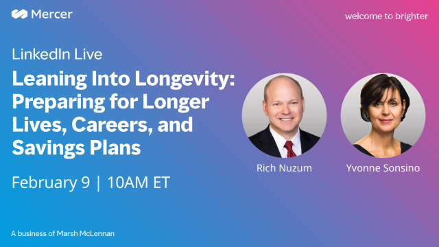 AlexisAlkla's tweet photo. What do longer lives mean for the #FutureofWork? Don't miss our #MercerLive feat. @RichNuzum, @YvonneSonsino &amp; host @GuzmanD on longevity's impact on #careers &amp; #savings strategies, plus how #HR can support Baby Boomers and #GenZ in one workforce. https://t.co/ae7YBycabi https://t.co/kHuXknbxyL