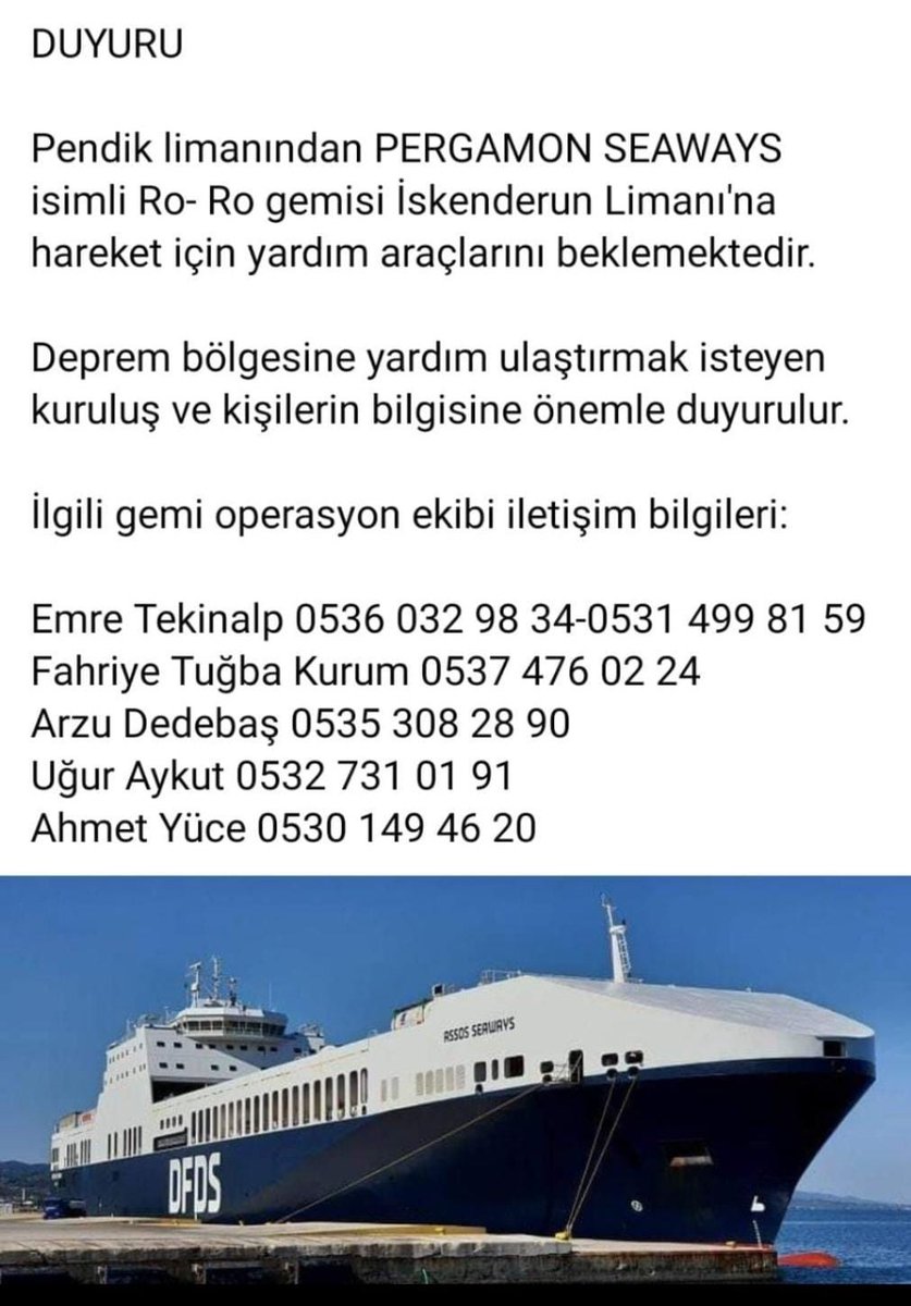 Bu bilgi doğrudur operasyon biriminden teyid alınmıştır.
Gönderilmek istenen yardımlar için Kara ve hava yoluna alternatif. Kutluyorum kendilerini.