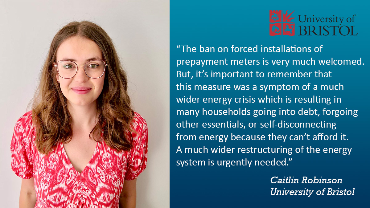 Looking for a fuel poverty expert to discuss the latest news about prepayment meters, including unclaimed energy vouchers and the ban on forced installation?

@CaitHRobin from @GeogBristol can help so get in touch for an interview!

#energypoverty #journorequest #expertrequest