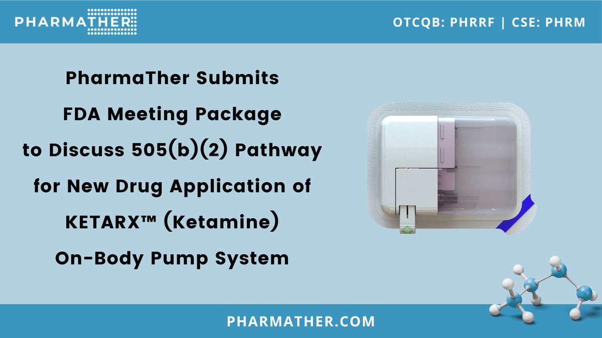 Discuss FDA 505(b)(2) Pathway for NDA of KETARX™ #Ketamine On-Body Pump System Press release: pharmather.com/news/pharmathe… $PHRRF $PHRM $PHRM.C