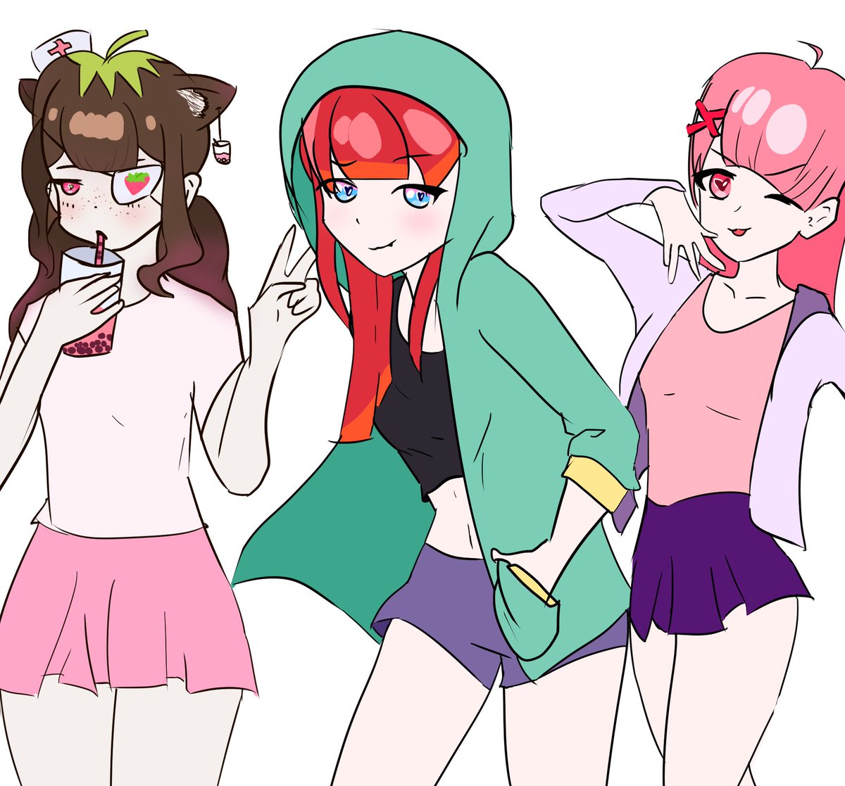 Amegglia's tweet photo. I drew me and my besties @deftea_ch and @nat_irisa bc theyre so sweet and deserve everything in this world. ❤ #vtuber #vtubers #envtuber https://t.co/AxLFWUlxym