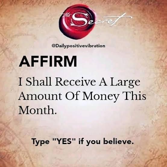 #moneymanifestation  I shall receive a large amount of money this month 💵💲💸💷💯💯🔥. YES. !