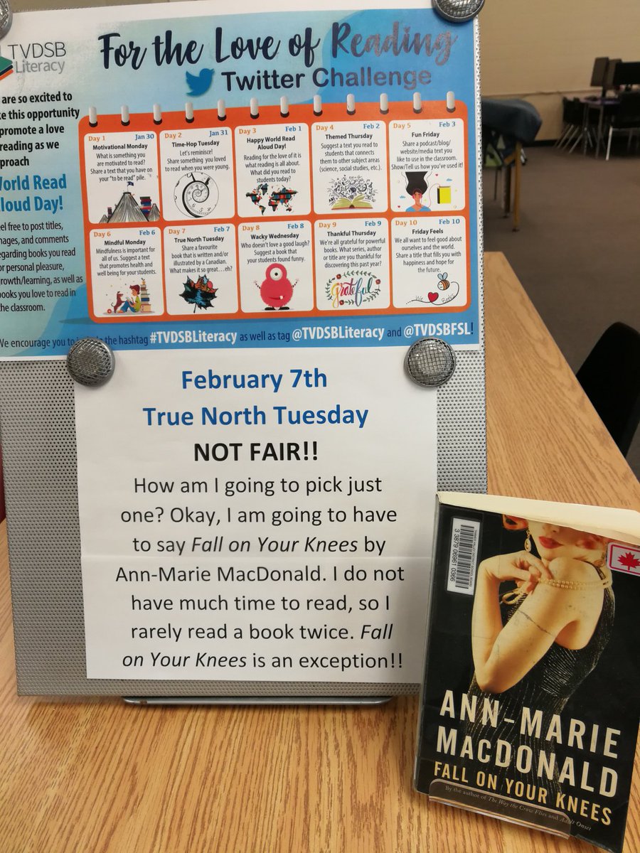 I'm a big fan of Canadian Fiction. Fall on Your Knees is one of my favorites. @TVDSBLiteracy #TVDSBLiteracy @LordDorchester