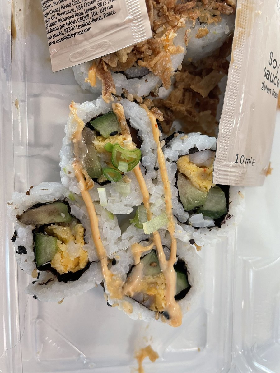 sevans89's tweet photo. @AmazonFresh just had a meal deal from your monument store and I had an unwanted surprise in my sushi…long black hair in the tempura prawn sushi! https://t.co/GzEHXmb6UK