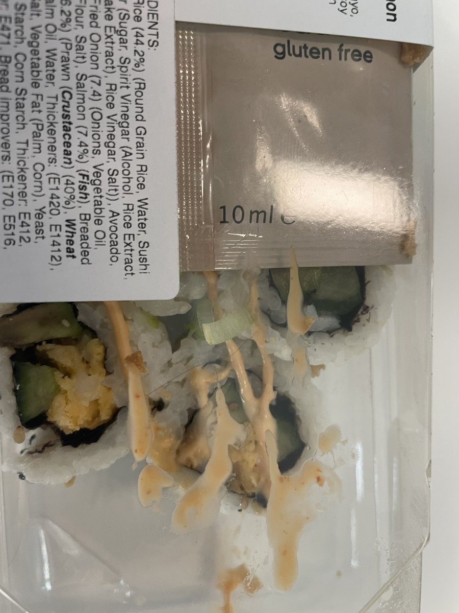 sevans89's tweet photo. @AmazonFresh just had a meal deal from your monument store and I had an unwanted surprise in my sushi…long black hair in the tempura prawn sushi! https://t.co/GzEHXmb6UK