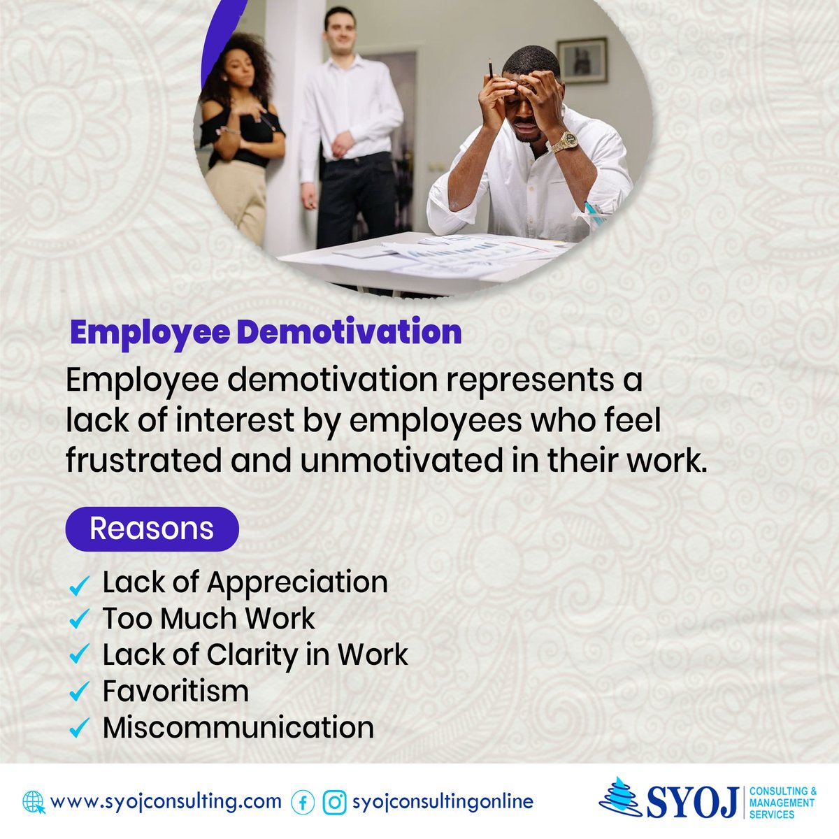 syojconsulting's tweet photo. In any firm, employee demotivation is a crucial area to anticipate. Employee demotivation: what it is and why.
#syojconsultingonline #companygrowth #makingprofit #achievinggoals #lagos #nigeria https://t.co/TgV0AZVG4J