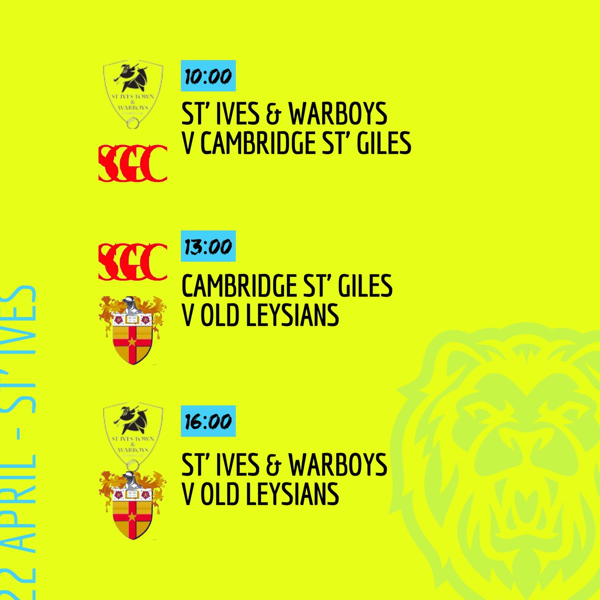 12 Games
4 Grounds
1 Day 

#T20FinalsDay information to be announced shortly after the 22nd. 

Good luck to all and a special thank you to <a href="/BurwellExningCC/">Burwell & Exning Cricket Club</a>, <a href="/marchtowncc/">March Town CC</a>, <a href="/RamseyCC/">Ramsey</a> &amp; <a href="/st_warboys/">St Ives & Warboys CC</a> for hosting.