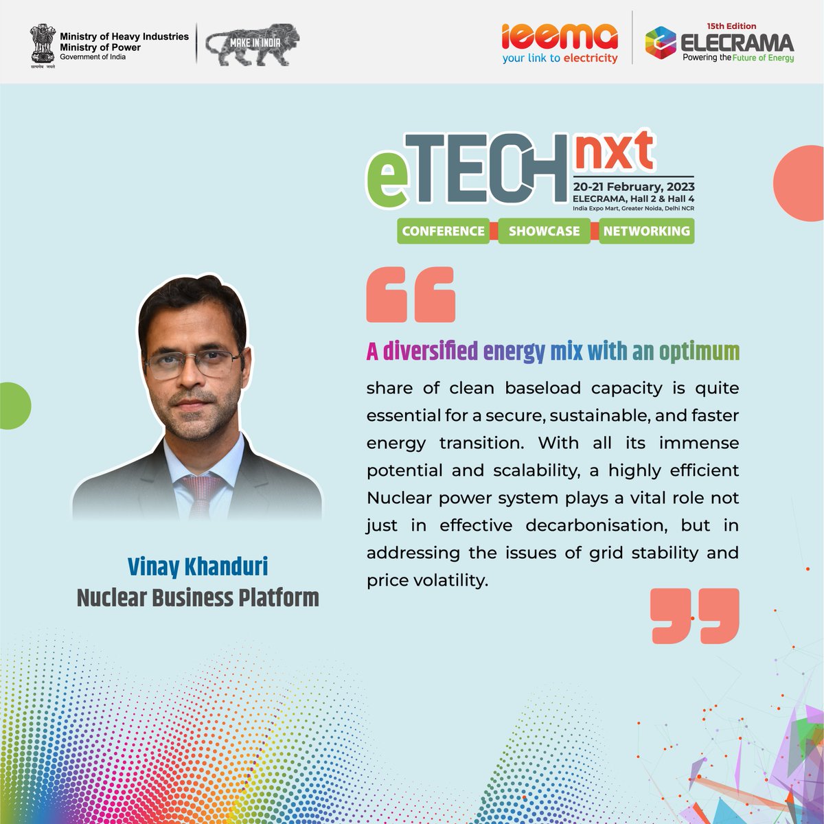 etechnxt's tweet photo. Why diversify energy sources? Our thought leader from Nuclear Business Platform Mr. Vinay Khanduri has explained thoroughly the vital role of a nuclear power system. https://t.co/iqRmQFhKuF