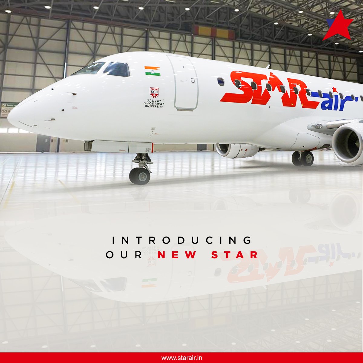 Get ready to soar to new heights with our latest aircraft! 

#OfficialStarAir #WeCare #ConnectingReallndia #FlyWithStarAir #SGGRising #StarAir #IndianAviation #S5Constellation #NewAircraft #Hi5S5 #FlyS5 #FlySmartWithS5 #E175 #Embraer #E175