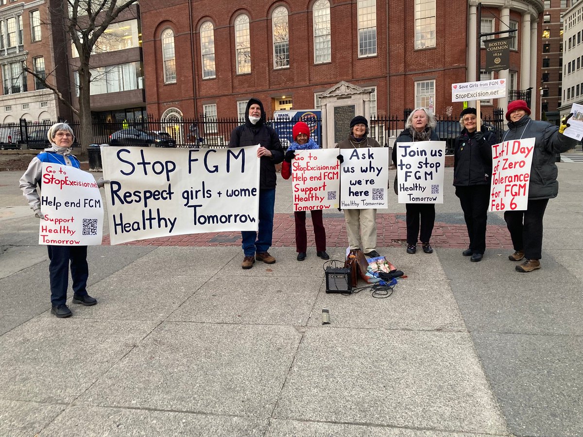 HealthyTom's tweet photo. We stood out at Park St Station on the Boston Common Monday to mark February 6, the International Day of Zero Tolerance for FGM. We gave out 70 handouts and invited people to join our efforts with our sister group in Mali, Sini Sanuman (https://t.co/BO4RH2bMRx) https://t.co/pj9rgjbHA4