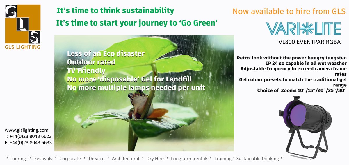 Now available to hire from GLS @Vari_LIte 
VL800 EVENTPAR RGBA
Switch away from power hungry Tungsten
Don't worry about the rain (it's IP24 rated) 

It's the Retro Parcan look with matching gel colours and beam angle capabilities but with newer, greener technology

Get in touch !