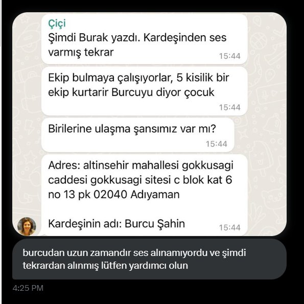 ENKAZDA KALAN BİRİ SES VERMIS AMA EKİP GEREKİYOMUS CIKARMAK ICIN LUTFEN YAYALIM