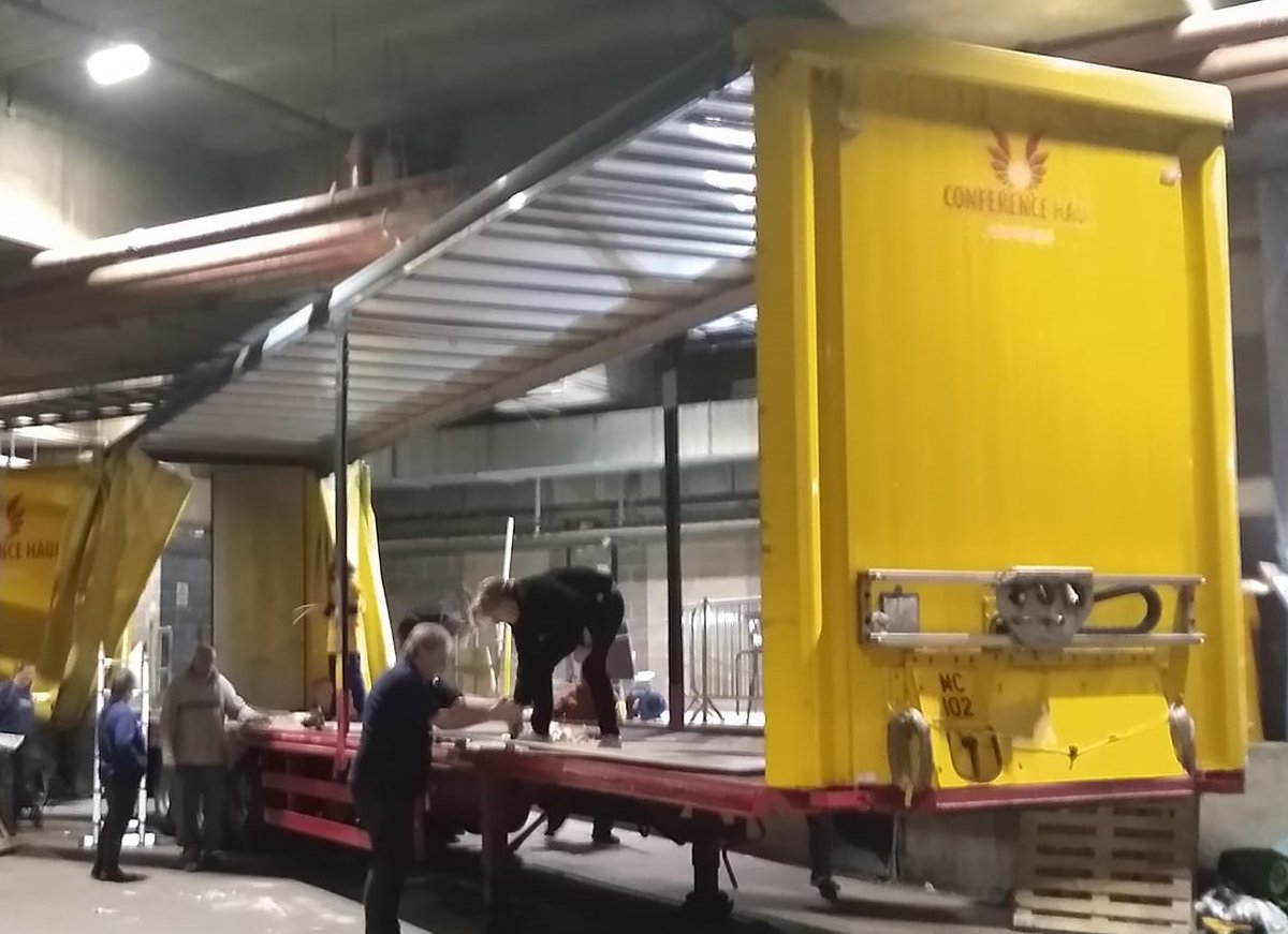 What a difference a week makes! On the right the wonderful trailer is delivered to us and on the left the finished float. Huge thanks to <a href="/terrygoodwin29/">Terry Goodwin</a> <a href="/ConferenceHaul/">Conference Haul</a> who provided us with the very best Bright Yellow truck in the parade!