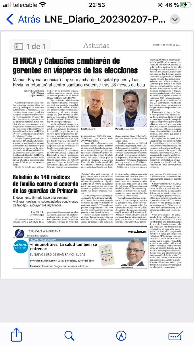 Gracias al Dr.Luis Hevia, gerente del <a href="/HUCA_Asturias/">@HUCA</a> por todo lo que hizo, por su carácter, su capacidad de conversar, de acercarse a los profesionales, como se dice en Asturias, por ser un PAISANO. El mejor gerente de los que yo he conocido.