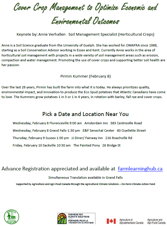 Cover Cropping workshops across the province this week!
